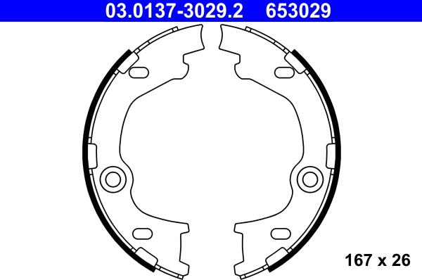 ATE 03.0137-3029.2 - Bremsbackensatz, Feststellbremse alexcarstop-ersatzteile.com