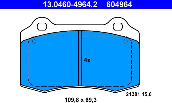 ATE 13.0460-4964.2 - Bremsbelagsatz, Scheibenbremse alexcarstop-ersatzteile.com