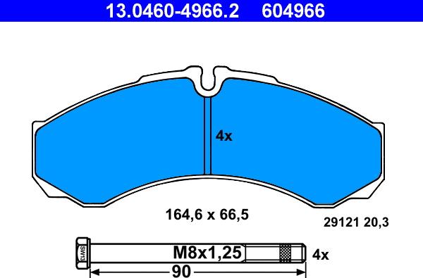 ATE 13.0460-4966.2 - Bremsbelagsatz, Scheibenbremse alexcarstop-ersatzteile.com