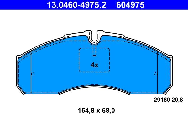 ATE 13.0460-4975.2 - Bremsbelagsatz, Scheibenbremse alexcarstop-ersatzteile.com