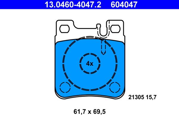 ATE 13.0460-4047.2 - Bremsbelagsatz, Scheibenbremse alexcarstop-ersatzteile.com