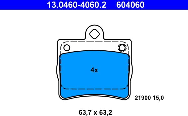 ATE 13.0460-4060.2 - Bremsbelagsatz, Scheibenbremse alexcarstop-ersatzteile.com