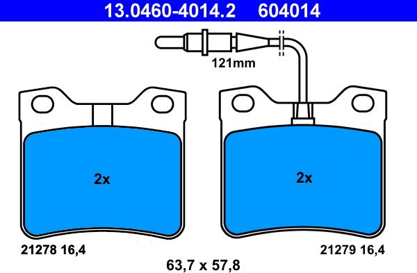 ATE 13.0460-4014.2 - Bremsbelagsatz, Scheibenbremse alexcarstop-ersatzteile.com