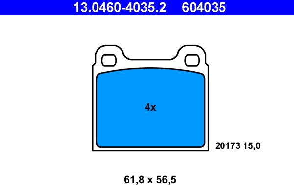 ATE 13.0460-4035.2 - Bremsbelagsatz, Scheibenbremse alexcarstop-ersatzteile.com