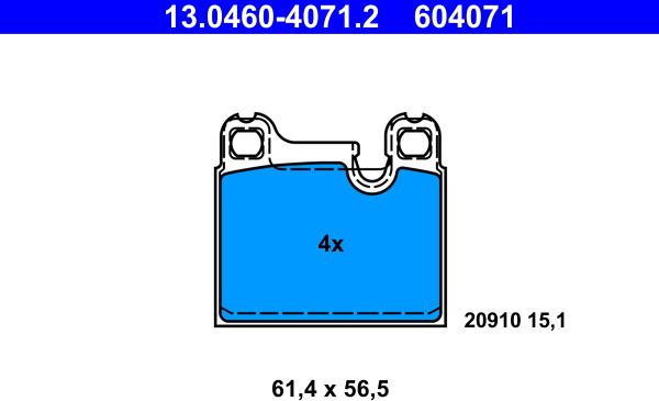 ATE 13.0460-4071.2 - Bremsbelagsatz, Scheibenbremse alexcarstop-ersatzteile.com