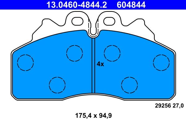 ATE 13.0460-4844.2 - Bremsbelagsatz, Scheibenbremse alexcarstop-ersatzteile.com