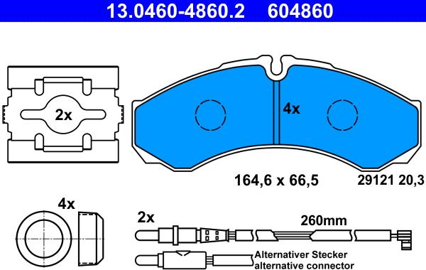 ATE 13.0460-4860.2 - Bremsbelagsatz, Scheibenbremse alexcarstop-ersatzteile.com