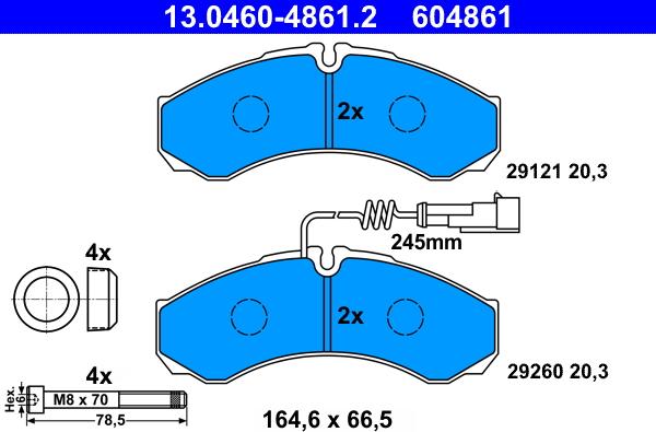 ATE 13.0460-4861.2 - Bremsbelagsatz, Scheibenbremse alexcarstop-ersatzteile.com