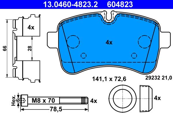 ATE 13.0460-4823.2 - Bremsbelagsatz, Scheibenbremse alexcarstop-ersatzteile.com