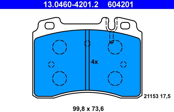 ATE 13.0460-4201.2 - Bremsbelagsatz, Scheibenbremse alexcarstop-ersatzteile.com