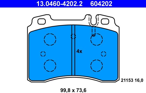 ATE 13.0460-4202.2 - Bremsbelagsatz, Scheibenbremse alexcarstop-ersatzteile.com