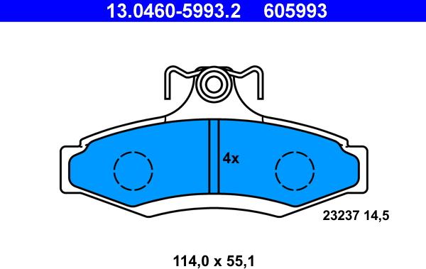 ATE 13.0460-5993.2 - Bremsbelagsatz, Scheibenbremse alexcarstop-ersatzteile.com