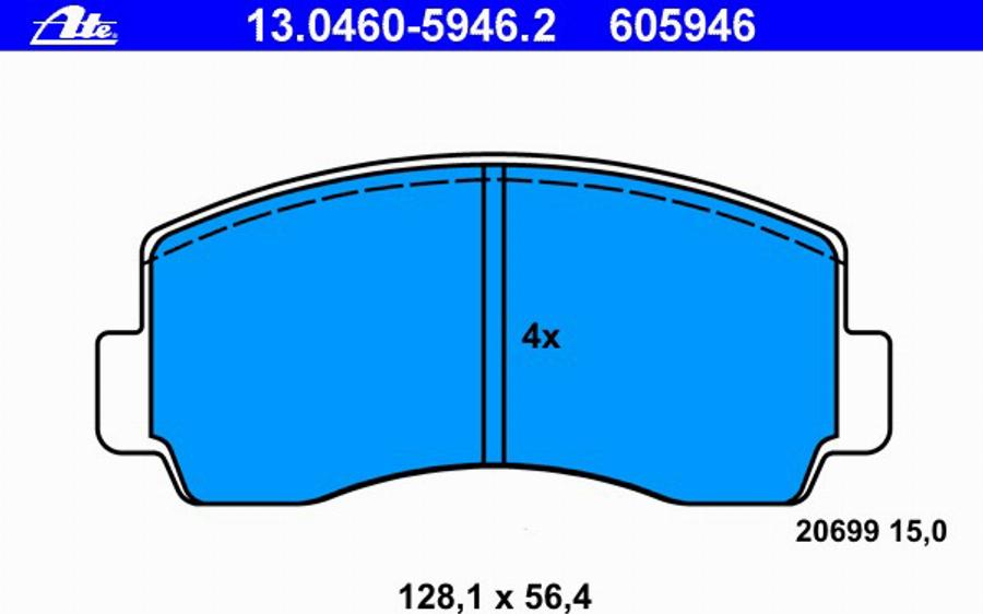 ATE 13.0460-5946.2 - Bremsbelagsatz, Scheibenbremse alexcarstop-ersatzteile.com