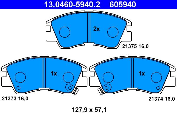 ATE 13.0460-5940.2 - Bremsbelagsatz, Scheibenbremse alexcarstop-ersatzteile.com