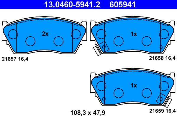 ATE 13.0460-5941.2 - Bremsbelagsatz, Scheibenbremse alexcarstop-ersatzteile.com