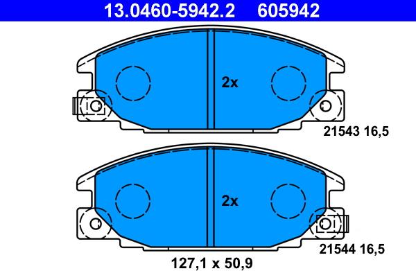 ATE 13.0460-5942.2 - Bremsbelagsatz, Scheibenbremse alexcarstop-ersatzteile.com