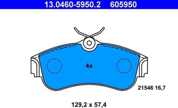 ATE 13.0460-5950.2 - Bremsbelagsatz, Scheibenbremse alexcarstop-ersatzteile.com