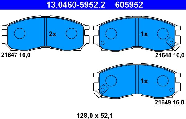 ATE 13.0460-5952.2 - Bremsbelagsatz, Scheibenbremse alexcarstop-ersatzteile.com