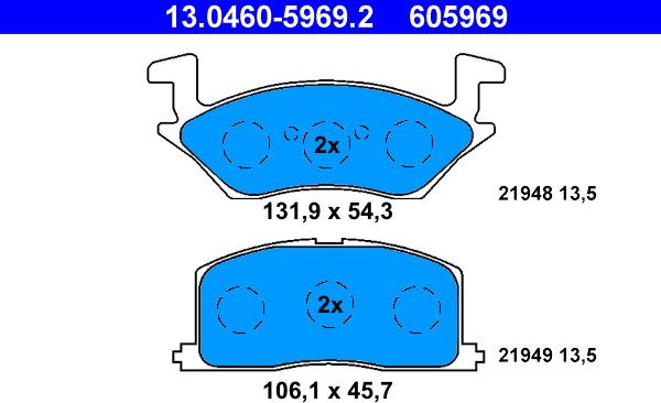 ATE 13.0460-5969.2 - Bremsbelagsatz, Scheibenbremse alexcarstop-ersatzteile.com