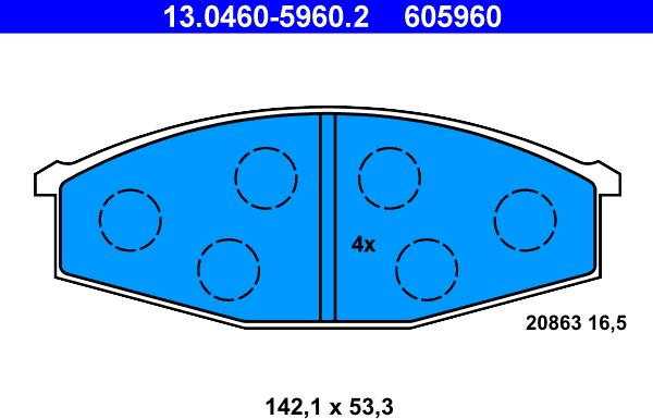 ATE 13.0460-5960.2 - Bremsbelagsatz, Scheibenbremse alexcarstop-ersatzteile.com