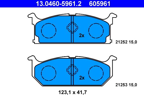 ATE 13.0460-5961.2 - Bremsbelagsatz, Scheibenbremse alexcarstop-ersatzteile.com