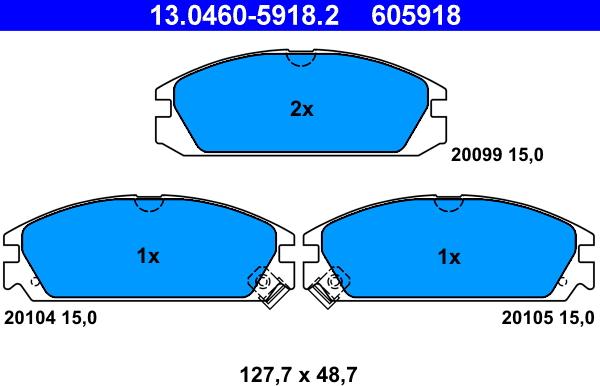 ATE 13.0460-5918.2 - Bremsbelagsatz, Scheibenbremse alexcarstop-ersatzteile.com