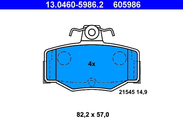 ATE 13.0460-5986.2 - Bremsbelagsatz, Scheibenbremse alexcarstop-ersatzteile.com