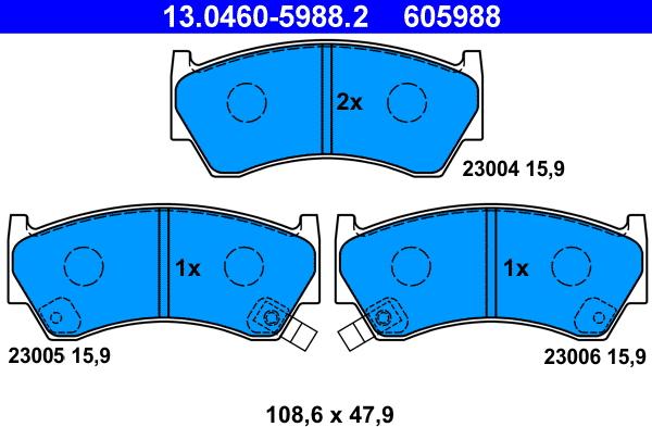 ATE 13.0460-5988.2 - Bremsbelagsatz, Scheibenbremse alexcarstop-ersatzteile.com