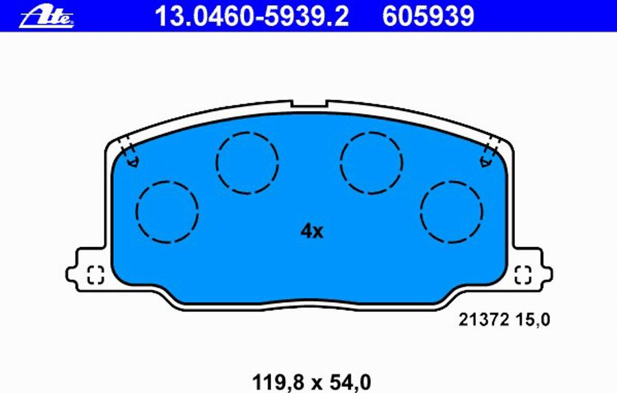 ATE 13.0460-5939.2 - Bremsbelagsatz, Scheibenbremse alexcarstop-ersatzteile.com