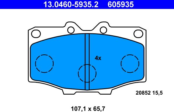 ATE 13.0460-5935.2 - Bremsbelagsatz, Scheibenbremse alexcarstop-ersatzteile.com