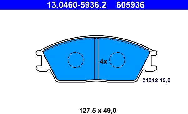 ATE 13.0460-5936.2 - Bremsbelagsatz, Scheibenbremse alexcarstop-ersatzteile.com