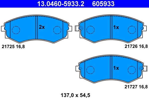 ATE 13.0460-5933.2 - Bremsbelagsatz, Scheibenbremse alexcarstop-ersatzteile.com