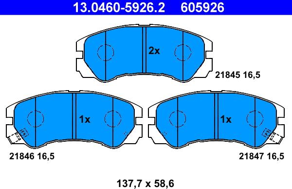 ATE 13.0460-5926.2 - Bremsbelagsatz, Scheibenbremse alexcarstop-ersatzteile.com