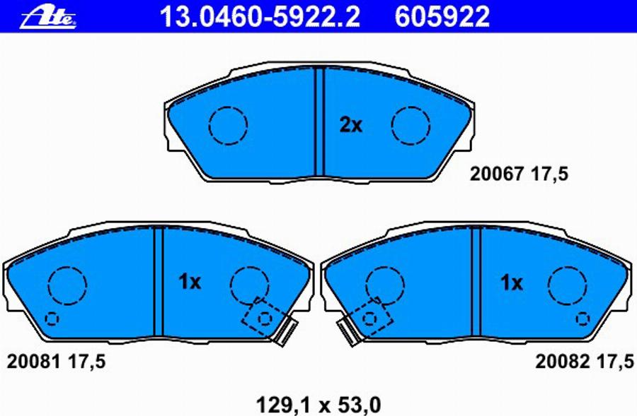 ATE 13.0460-5922.2 - Bremsbelagsatz, Scheibenbremse alexcarstop-ersatzteile.com