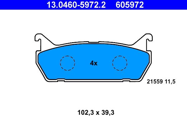 ATE 13.0460-5972.2 - Bremsbelagsatz, Scheibenbremse alexcarstop-ersatzteile.com