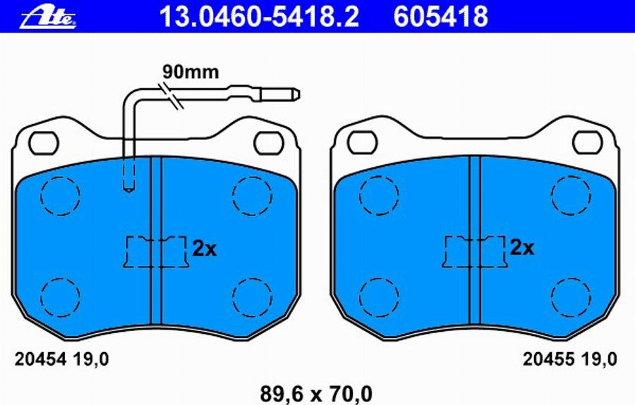 ATE 13.0460-5418.2 - Bremsbelagsatz, Scheibenbremse alexcarstop-ersatzteile.com