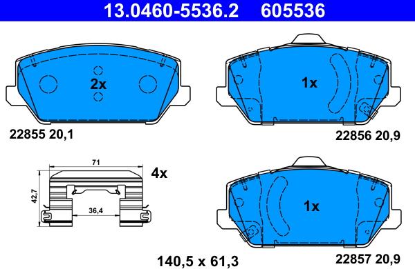 ATE 13.0460-5536.2 - Bremsbelagsatz, Scheibenbremse alexcarstop-ersatzteile.com