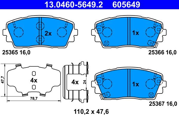 ATE 13.0460-5649.2 - Bremsbelagsatz, Scheibenbremse alexcarstop-ersatzteile.com