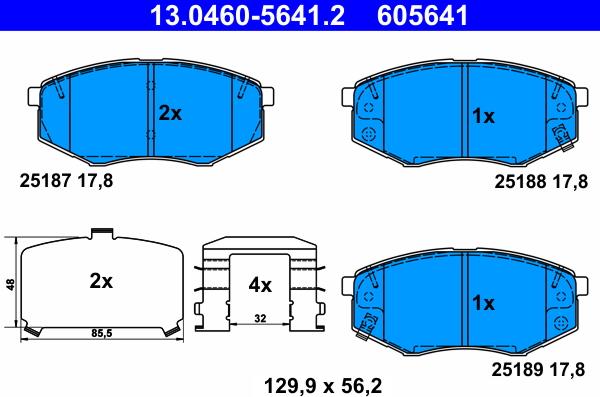 ATE 13.0460-5641.2 - Bremsbelagsatz, Scheibenbremse alexcarstop-ersatzteile.com