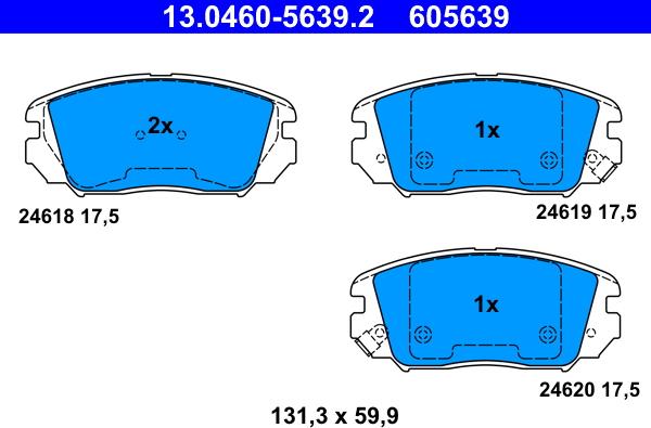 ATE 13.0460-5639.2 - Bremsbelagsatz, Scheibenbremse alexcarstop-ersatzteile.com