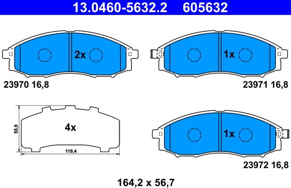 ATE 13.0460-5632.2 - Bremsbelagsatz, Scheibenbremse alexcarstop-ersatzteile.com