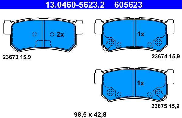 ATE 13.0460-5623.2 - Bremsbelagsatz, Scheibenbremse alexcarstop-ersatzteile.com