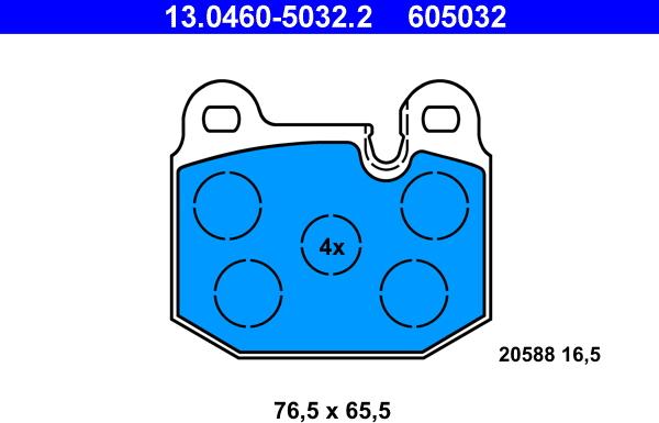 ATE 13.0460-5032.2 - Bremsbelagsatz, Scheibenbremse alexcarstop-ersatzteile.com