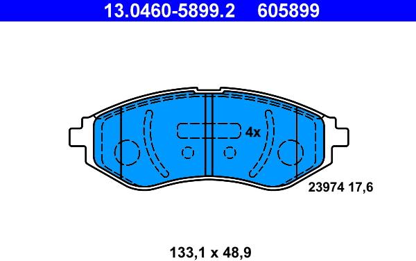 ATE 13.0460-5899.2 - Bremsbelagsatz, Scheibenbremse alexcarstop-ersatzteile.com