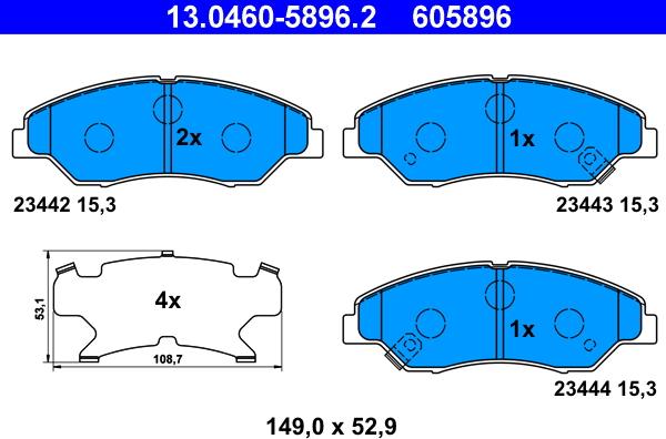 ATE 13.0460-5896.2 - Bremsbelagsatz, Scheibenbremse alexcarstop-ersatzteile.com