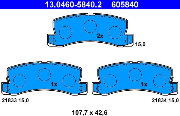 ATE 13.0460-5840.2 - Bremsbelagsatz, Scheibenbremse alexcarstop-ersatzteile.com