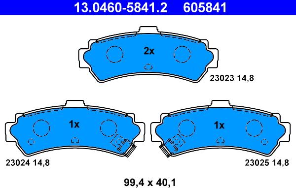 ATE 13.0460-5841.2 - Bremsbelagsatz, Scheibenbremse alexcarstop-ersatzteile.com