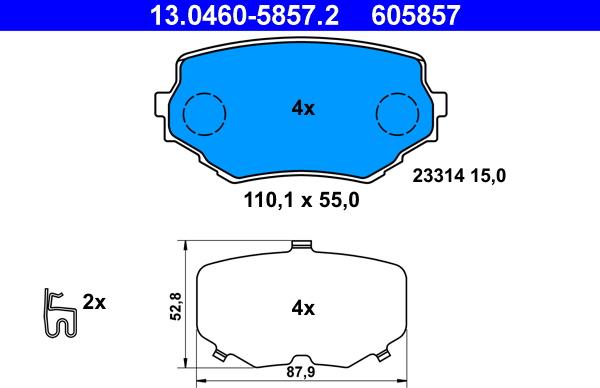 ATE 13.0460-5857.2 - Bremsbelagsatz, Scheibenbremse alexcarstop-ersatzteile.com