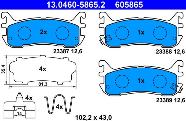 ATE 13.0460-5865.2 - Bremsbelagsatz, Scheibenbremse alexcarstop-ersatzteile.com