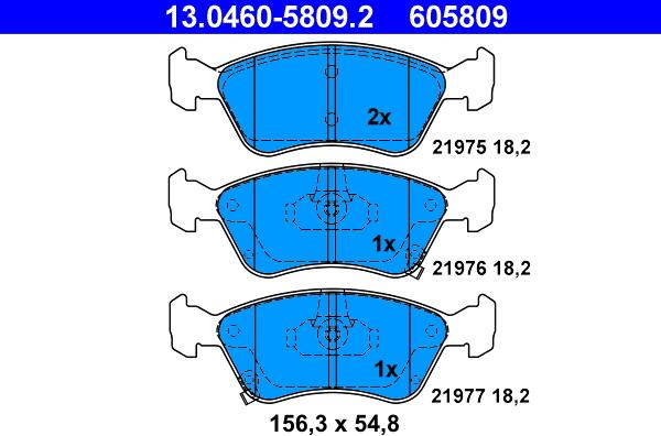 ATE 13.0460-5809.2 - Bremsbelagsatz, Scheibenbremse alexcarstop-ersatzteile.com